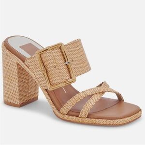 Dolce Vita Onnie Raffia Bamboo Square Toe Heel/Sandal-Size 9.5
